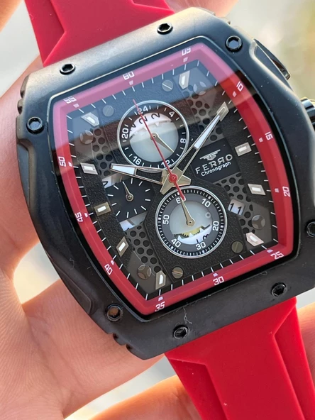 Ferro Silikon Kordon Takvimli Kadran 30 Mt Suya Dayanıklı Erkek Kol Saat EFM.31351-KZ - Resim 4