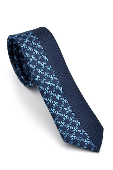 Mavi ve Lacivert Pano Desenli Dokuma Kumaş Slim Fit Kravat // KPK014 ürün görseli