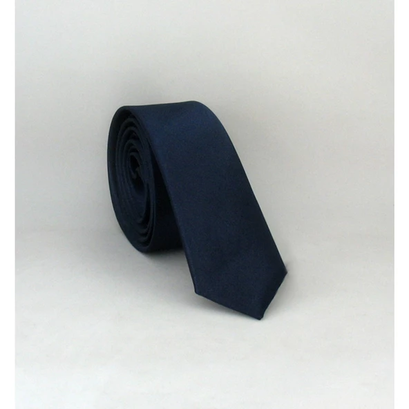 Lacivert Ultra Slim Fit Düz Renk Saten Kravat - Uss-03 Lacivert ürün görseli