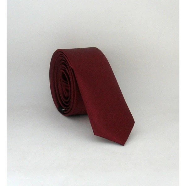 Bordo Ultra Slim Fit Düz Renk Saten Kravat - Uss-04 Bordo ürün görseli
