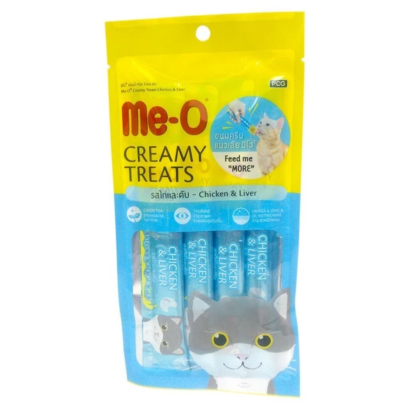 Me-O CreamyTreats Tavuklu ve Ciğerli Jel Mama 15gr x 4