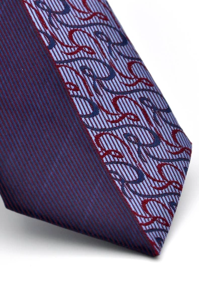 Mor ve Lacivert Pano Desenli Dokuma Kumaş Slim Fit Kravat // KPK012 - Resim 2