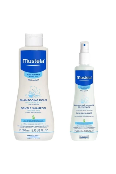 MUSTELA Banyo Seti Papatya Özlü Şampuan 500ml + Saç Şekillendirici & Ferahlatıcı Vücut Spreyi 200ml