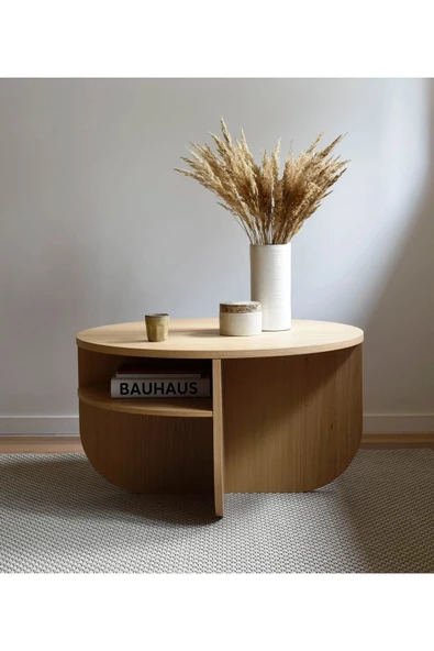 Eriza Pera, Yeni Nesil Modern Tek Raflı Orta Sehpa, Natural - 2