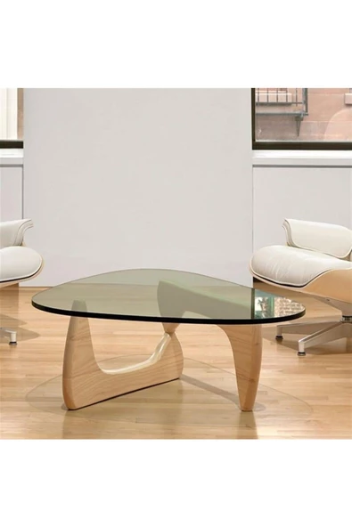Eriza Vitra, Yeni Nesil Modern Elips Geometrik Orta Cam Sehpa, Natural - 4