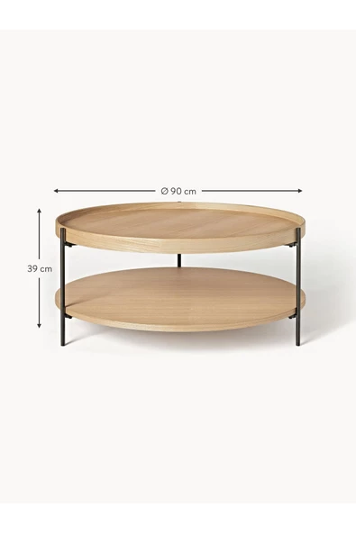 Eriza Renee, Yuvarlak Modern Orta Sehpa, Natural - 4