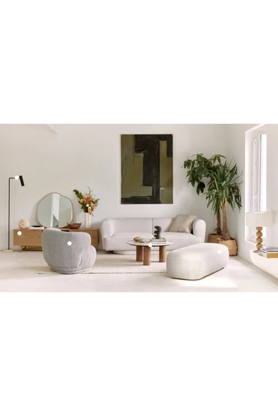 Eriza Gallery, Yeni Nesil Modern Orta Sehpa, Mermer desen ve natural ahşap ayak - 2