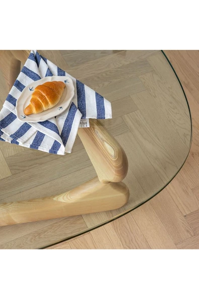 Eriza Vitra, Yeni Nesil Modern Elips Geometrik Orta Cam Sehpa, Natural - 3