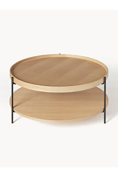 Eriza Renee, Yuvarlak Modern Orta Sehpa, Natural - 3