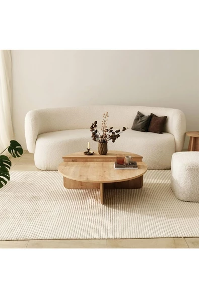 Eriza Cool, Yeni Nesil Modern 2 Parça Orta Sehpa, Natural - 2