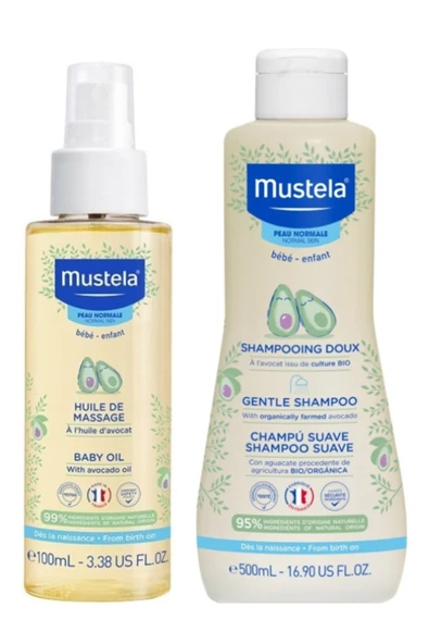 MUSTELA Bebek Bakım Masaj Yağı 100ml - Gentle Göz Yakmayan Bebek Şampuanı 500 Ml