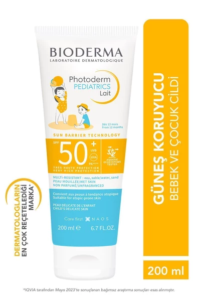 BİODERMA Photoderm Pediatrics Lait SPF50+ Bebek, Çocuk Çok Yüksek Korumalı Süt Formda Güneş Kremi 200 ml