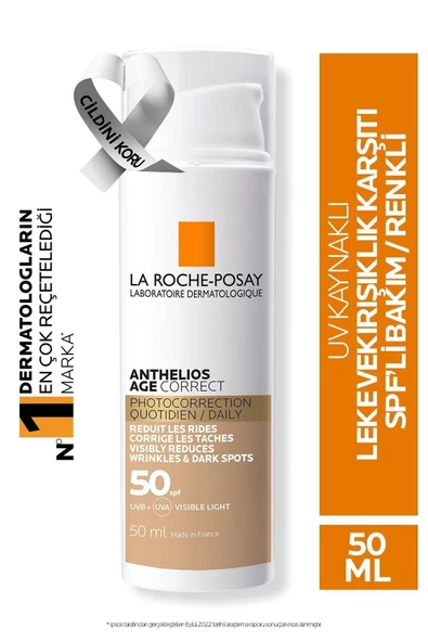 LA ROCHE POSAY Anthelios Age Correct Spf50 Face Sun Cream with Color Concealer 50 ml LRPosay.