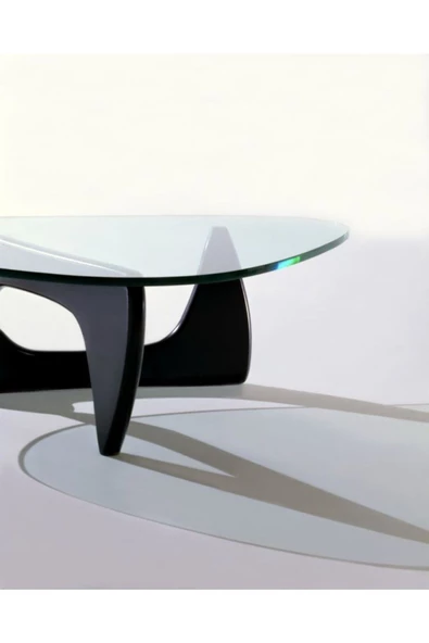 Eriza Vitra, Yeni Nesil Modern Elips Geometrik Orta Cam Sehpa, Siyah - 3