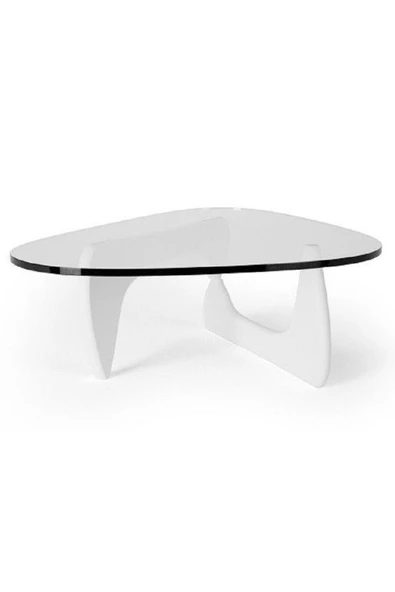 Eriza Vitra, Yeni Nesil Modern Elips Geometrik Orta Cam Sehpa, Beyaz - 3