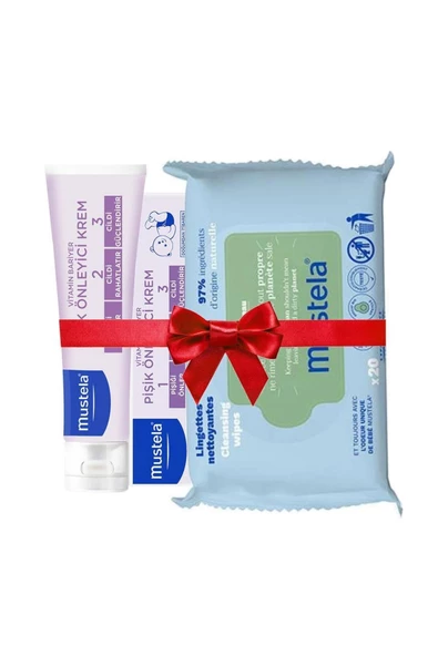 BEBEDOR Mustela Vitamin Barrier 1-2-3 Cream 100 ml Pişik Kremi 60'lı Ekolojik Islak Mendil Mustela