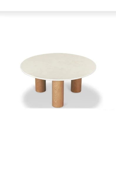 Eriza Gallery, Yeni Nesil Modern Orta Sehpa, Mermer desen ve natural ahşap ayak - 3