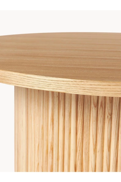 Eriza Nare, Yuvarlak Modern Çıtalı Orta Sehpa, Natural - 3