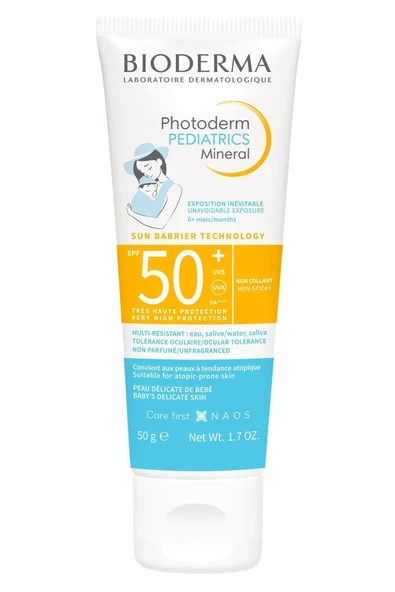 BİODERMA Photoderm Pediatrics Mineral SPF50+ Yenidoğan Bebek, Çocuk Çok Yüksek Korumalı Güneş Kremi 50 gr