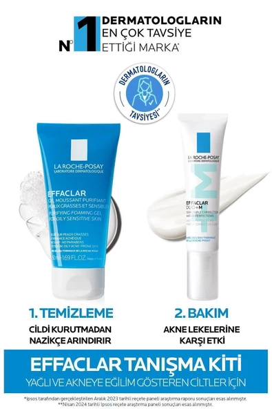 LA ROCHE POSAY Yağlı/Akneye Eğilimli Ciltler İçin Effaclar Cilt Bakım Seti:Effaclar Yüz Yıkama Jel&Effaclar DuoM+