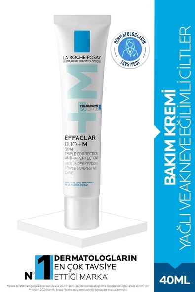 LA ROCHE POSAY Effaclar Duo+M Yağlı Ve Akneye Eğilimli Ciltler için Yüz Bakım Kremi 40 ml