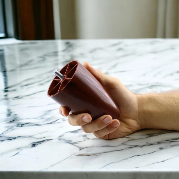 Oval Plastik Ayak 12 cm Ceviz Mobilya Yükseltici Sehpa Kanepe Koltuk Ayağı Baza Ayakları Aparatlı - Resim 8