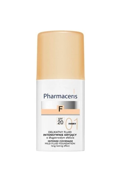 PHARMACERİS Yumuşak Sıvı Fondöten Spf 20 Yoğun Kapatıcı 01 Ivory 30 ml