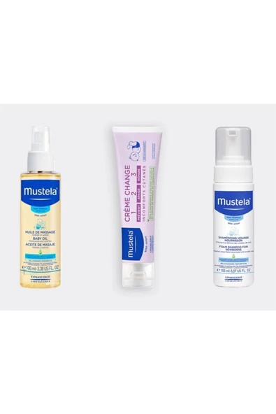 MUSTELA ''pişik Kremi-köpük Şampuan-bebek Yağı'' Bebek Bakım Seti