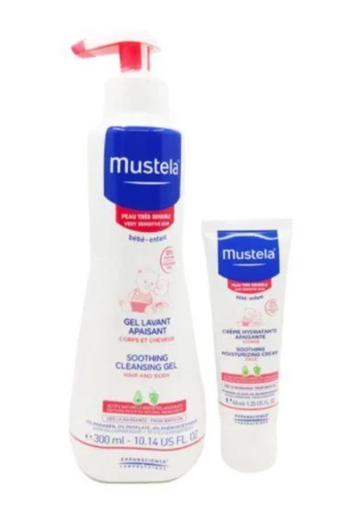 MUSTELA Çok Hassas Ciltlere Özel Bebek Bakım Seti Soothing Cleansing 300ml+ Soothing Moisturizing