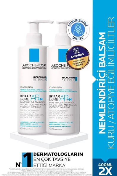 LA ROCHE POSAY Lipikar Baume Balsam Losyon Ap+m Atopiye Eğilim Gösterebilen Ciltler 400 Mlx2