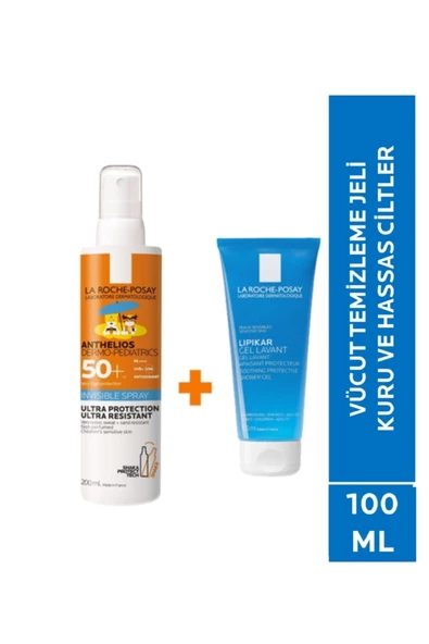 LA ROCHE POSAY Anthelios Dermo Pediatrics Invisible Sprey (spf 50+) 200 Ml +lipikar Gel Lavant 100 Ml