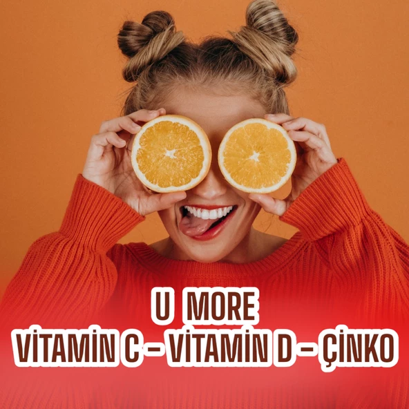 U MORE - C Vitamini 1000mg & Çinko D Vitamini, 20 Efervesan Tablet, Portakal Aromalı - 5