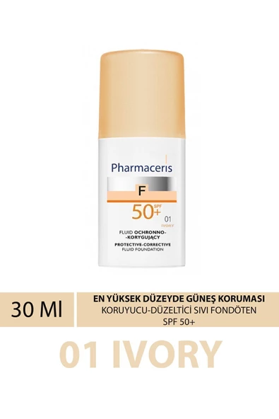 PHARMACERİS Koruyucu Düzeltici Sıvı Fondöten En Yüksek Düzeyde Güneş Koruması Spf 50+ 01 Ivory