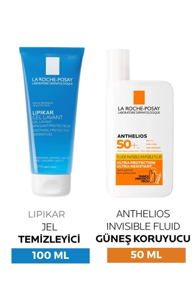 LA ROCHE POSAY Yüz Güneş Kremi - Anthelios Shaka Fluid Spf 50 + 50 ml + Lipikar Gel 100 ml