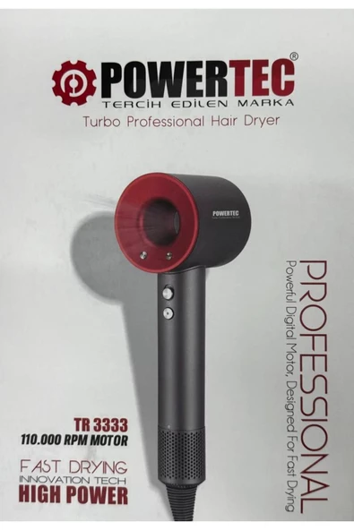 Powertec TR-3333 İyonizerli 5 Fonksiyon Plazma Saç Kurutma & Fön Makinesi - 8
