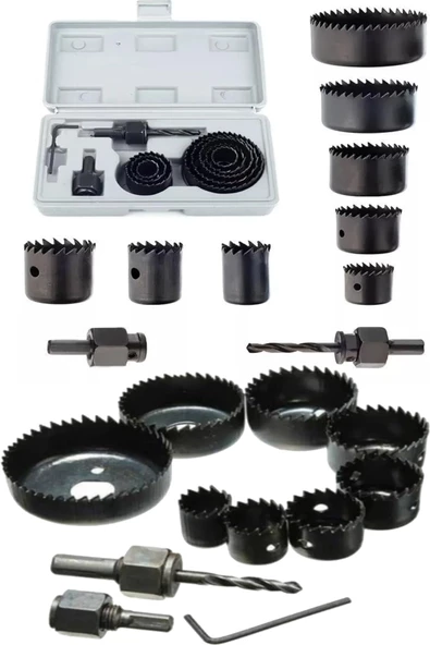 11 Parça Profesyonel Panç Seti Kartonpiyer Sunta Alçıpan Delici Testere Takımı Kartonpiyer Açma ürün görseli