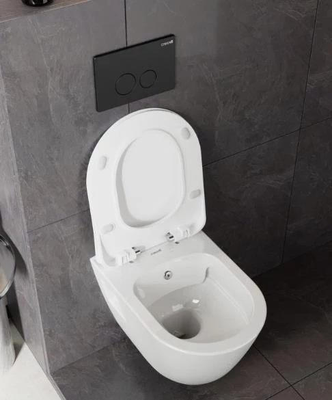 Creavit GR5001-Tp329 Kanalsız Gömme Rezervuar Seti Tam Takım Yavaş Kapanır Kapak - Mat Buton - 4