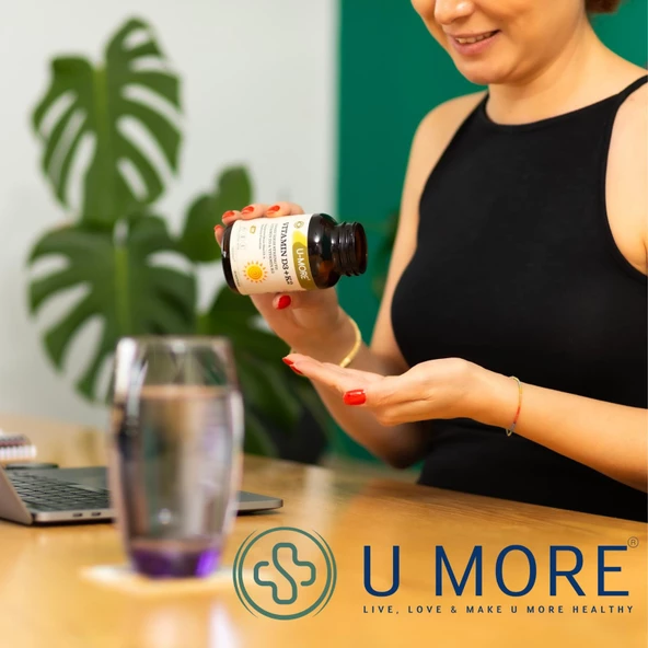 U MORE - Vitamin D3 (1000IU) Vitamin K2 - Şeker, Glüten, Gdo Içermez - 60 Yumuşak Kapsül - 3