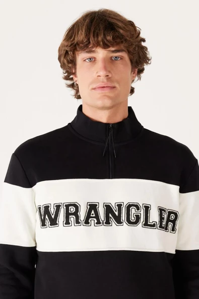 Wrangler Regular Fit Normal Kesim %100 Pamuk Içi Polarlı Dik Yaka Siyah Sweatshirt - 3