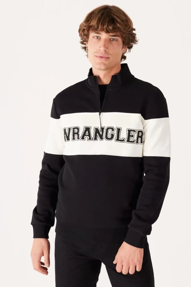 Wrangler Regular Fit Normal Kesim %100 Pamuk Içi Polarlı Dik Yaka Siyah Sweatshirt