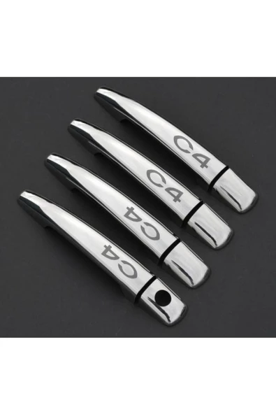 KromGaraj Citroen C4 Hb Krom Kapı Kolu Yazılı Tk 2005-2010 4 Kapı Paslanmaz Çelik Yazılı ürün görseli 1