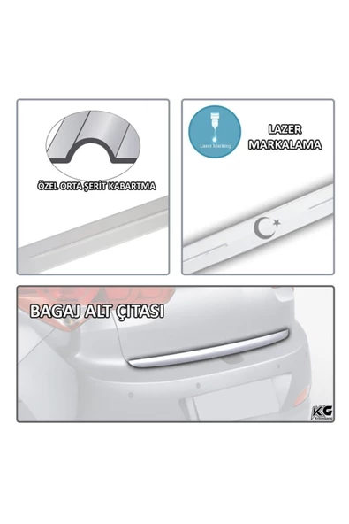 KromGaraj Mazda 3 Sedan Krom Bagaj Alt Çıtası 2003-2009 Çelik Bayrak - 2