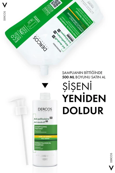 Vichy Dercos Anti-Dandruff Şampuan Kuru Saçlar için Kepek Karşıtı 390 ml - 7