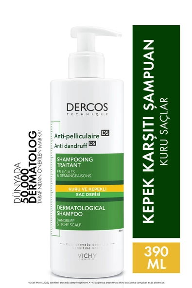Vichy Dercos Anti-Dandruff Şampuan Kuru Saçlar için Kepek Karşıtı 390 ml - 2