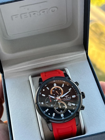 Ferro Silikon Kordon Takvimli Kadran 30 Mt Suya Dayanıklı Erkek Kol Saat EFM.31363-KZ ürün görseli