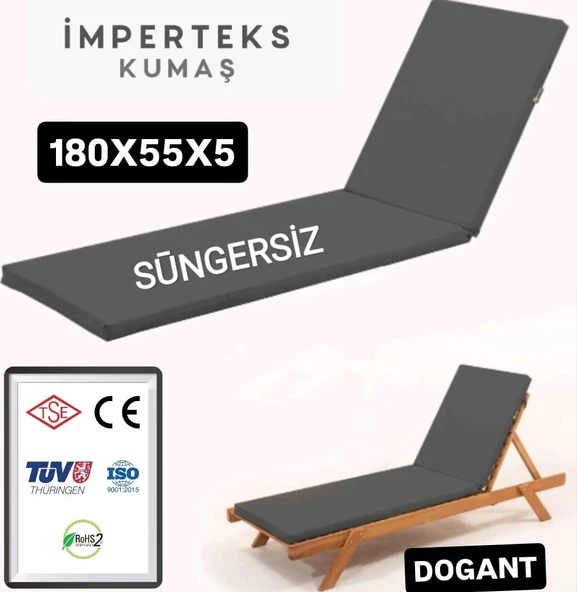 Dogant Holiday 1 Adet Şezlong Gri Kılıfı SÜNGERSİZ 180X55X5