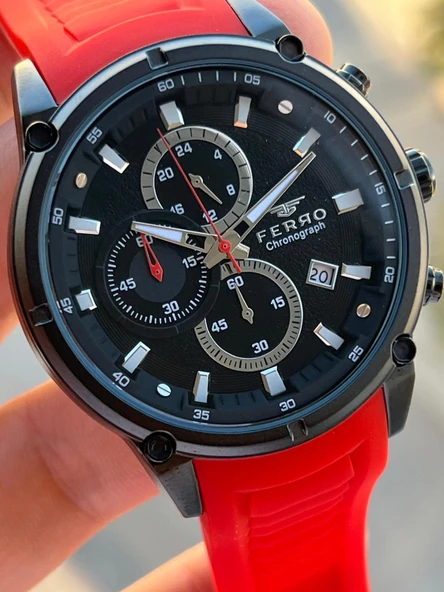 Ferro Silikon Kordon Takvimli Kadran 30 Mt Suya Dayanıklı Erkek Kol Saat EFM.31363-KZ - Resim 4