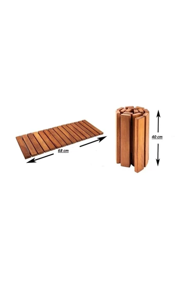 Ahşap Paspas Banyo Paspası Duşakabin Lavabo Kapı Önü Paspas 68x40 cm Büyük Boy - 2