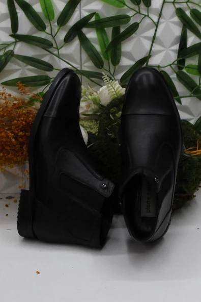 Pierre Cardin 11925251 Siyah Orijinal Ürün Fermuarlı Hakiki Deri Erkek Bot - Resim 5