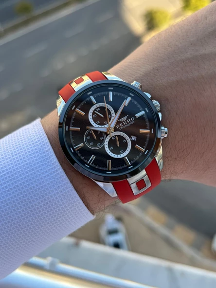 Ferro Silikon Kordon İç Fonksiyonları Aktif 30 Mt Suya Dayanıklı Erkek Kol Saati EFM.31380-KJ2 - Resim 3